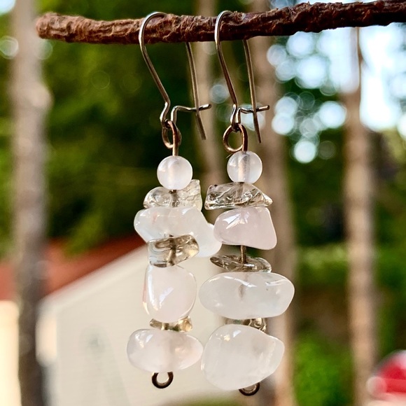 Handmade rose quartz earrings - Picture 2 of 7